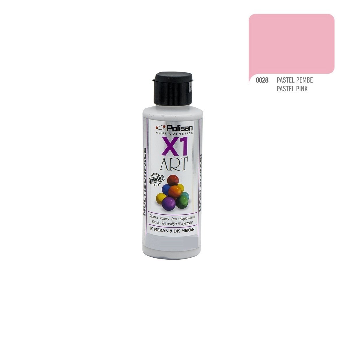 Polisan X1ART Multisurface Hobi Boyası 120ml - 0028 Pastel Pembe