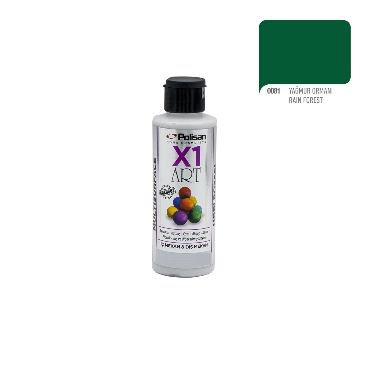 Polisan X1ART Multisurface Hobi Boyası 120ml - 0081 Yağmur Ormanı