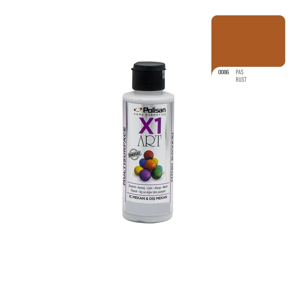 Polisan X1ART Multisurface Hobi Boyası 120ml - 0086 Pas