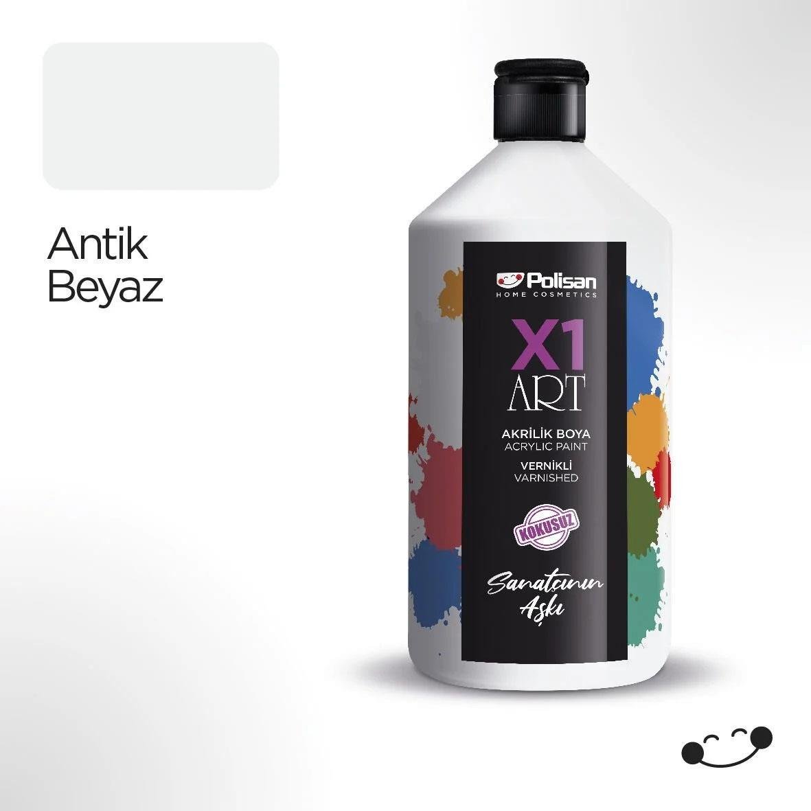 Polisan X1ART Vernikli Hobi Boyası 1000ml - Antik Beyaz