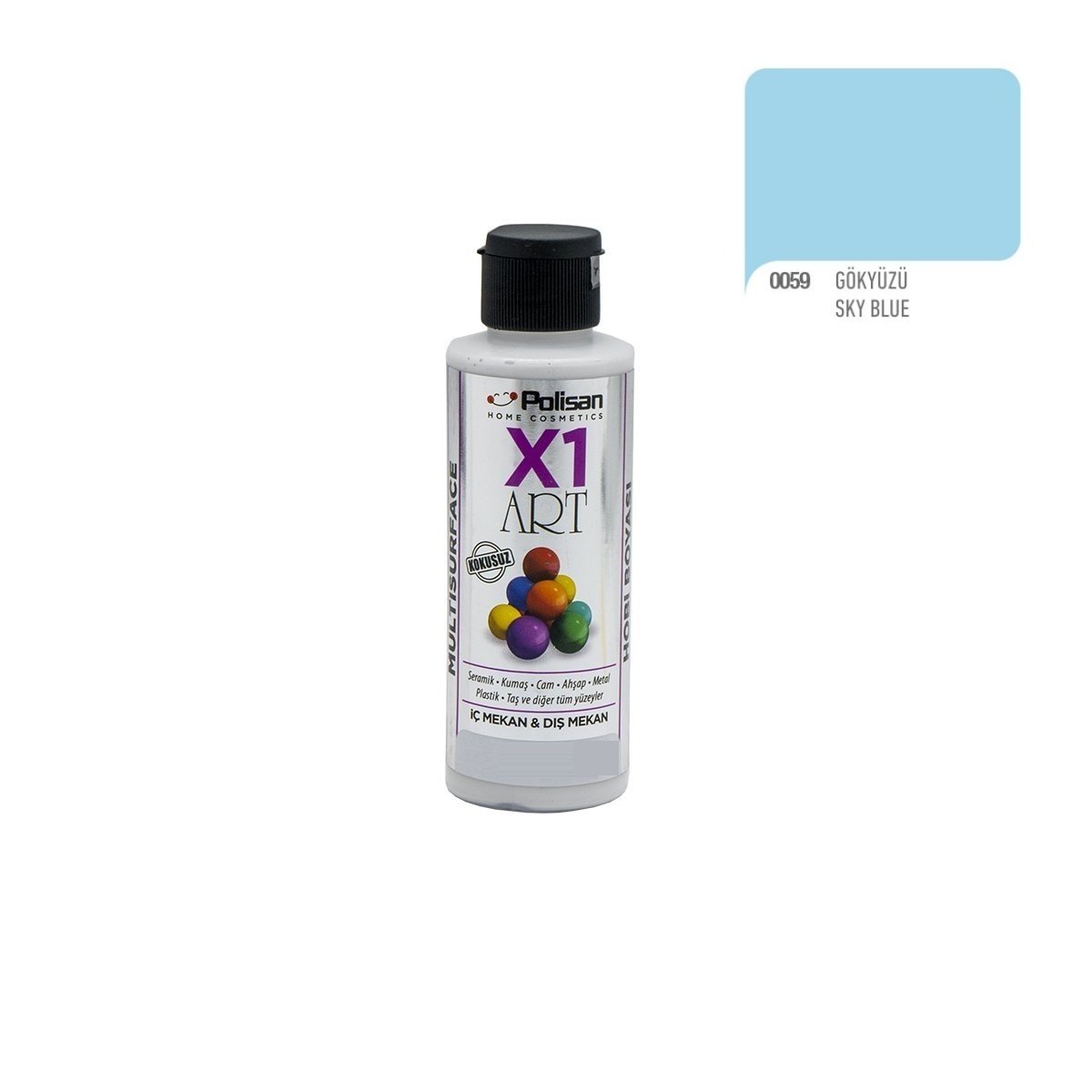 Polisan X1ART Multisurface Hobi Boyası 120ml - 0059 Gökyüzü