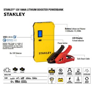 Stanley SXAE00135 12V 1000A Lityum Polimer Akü Takviye Powerbank