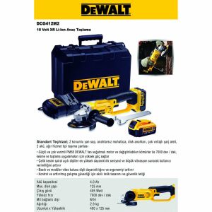 Dewalt DCG412M2 125 mm Li-Ion Akülü Avuç Taşlama 18 V 4 Ah