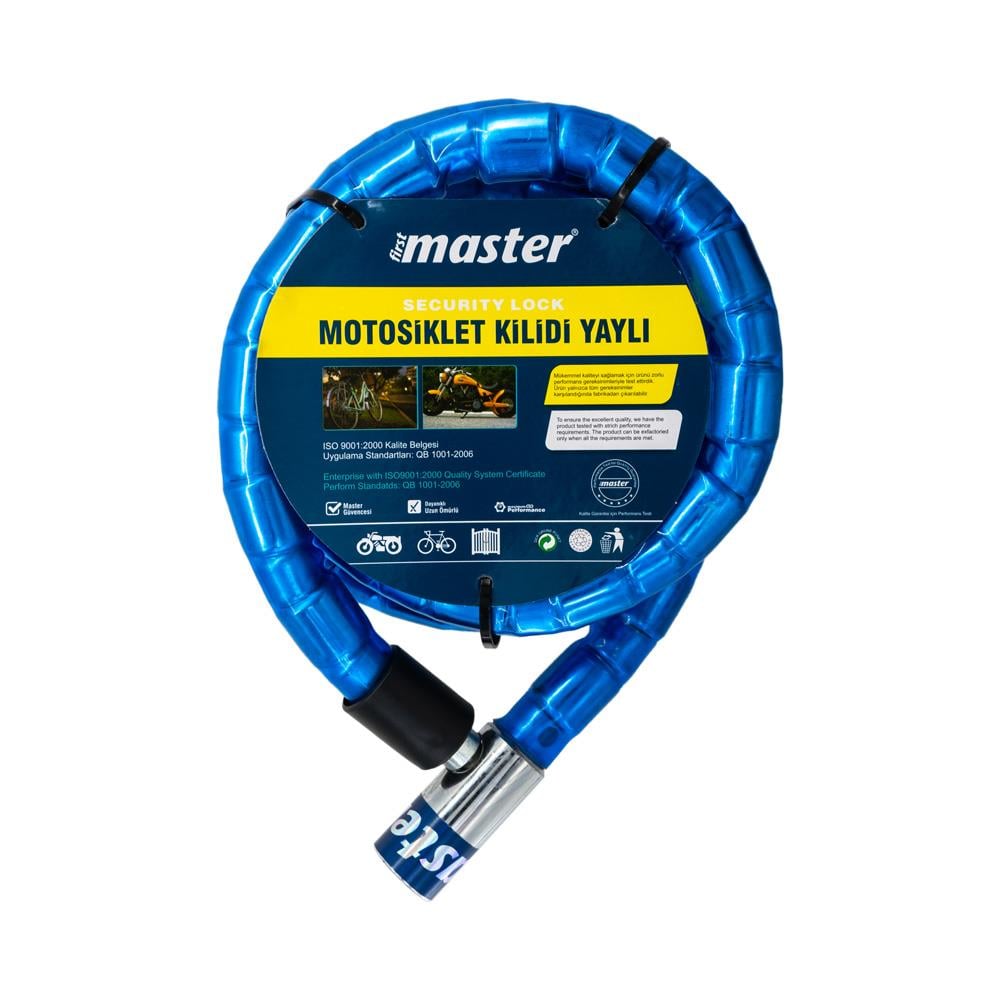 Master 500960 Anahtarlı Motosiklet Kilidi Yaylı 22mm x 150cm