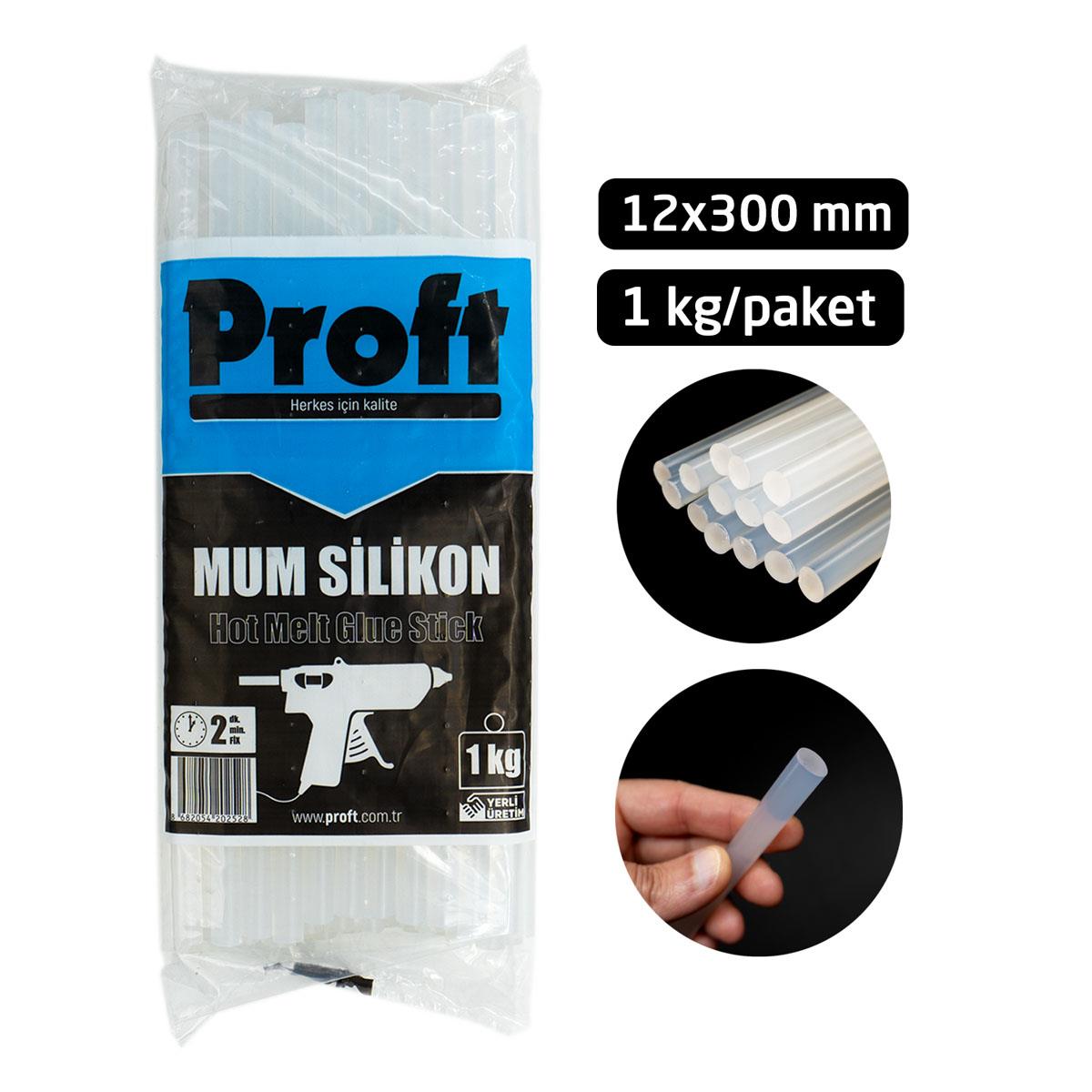 Proft Mum Silikon Şeffaf Kalın 12x300 mm (1 Kglık Paket)