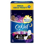 Orkid Platinum Hijyenik Ped Gece Extra 14 Ped Mega Gece Paketi