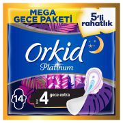 Orkid Platinum Hijyenik Ped Gece Extra 14 Ped Mega Gece Paketi