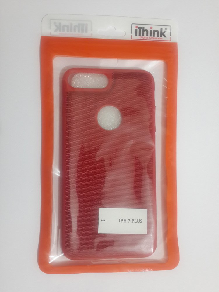 iPhone 7 Plus Kumaş Desenli Spor Silikon Kılıf - Kırmızı