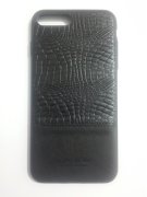 iPhone 7 Plus Lüx Deri Görünümlü Silikon Kılıf - Siyah
