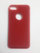 iPhone 7 Kumaş Desenli Spor Silikon Kılıf - Kırmızı