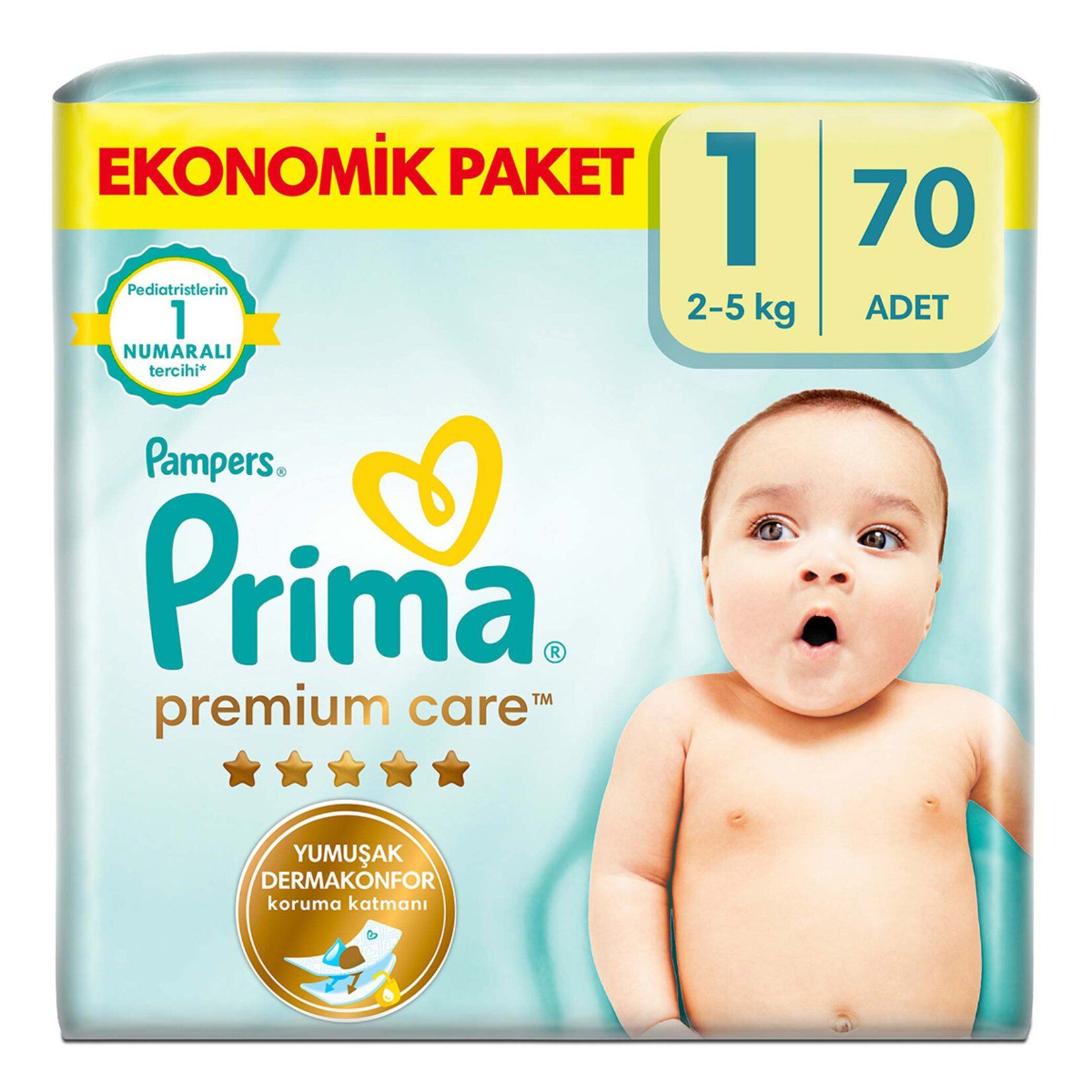 Prima Bebek Bezi Premium Care Yeni Doğan 1 Numara 70'li 2-5 kg Ekonomik Paket