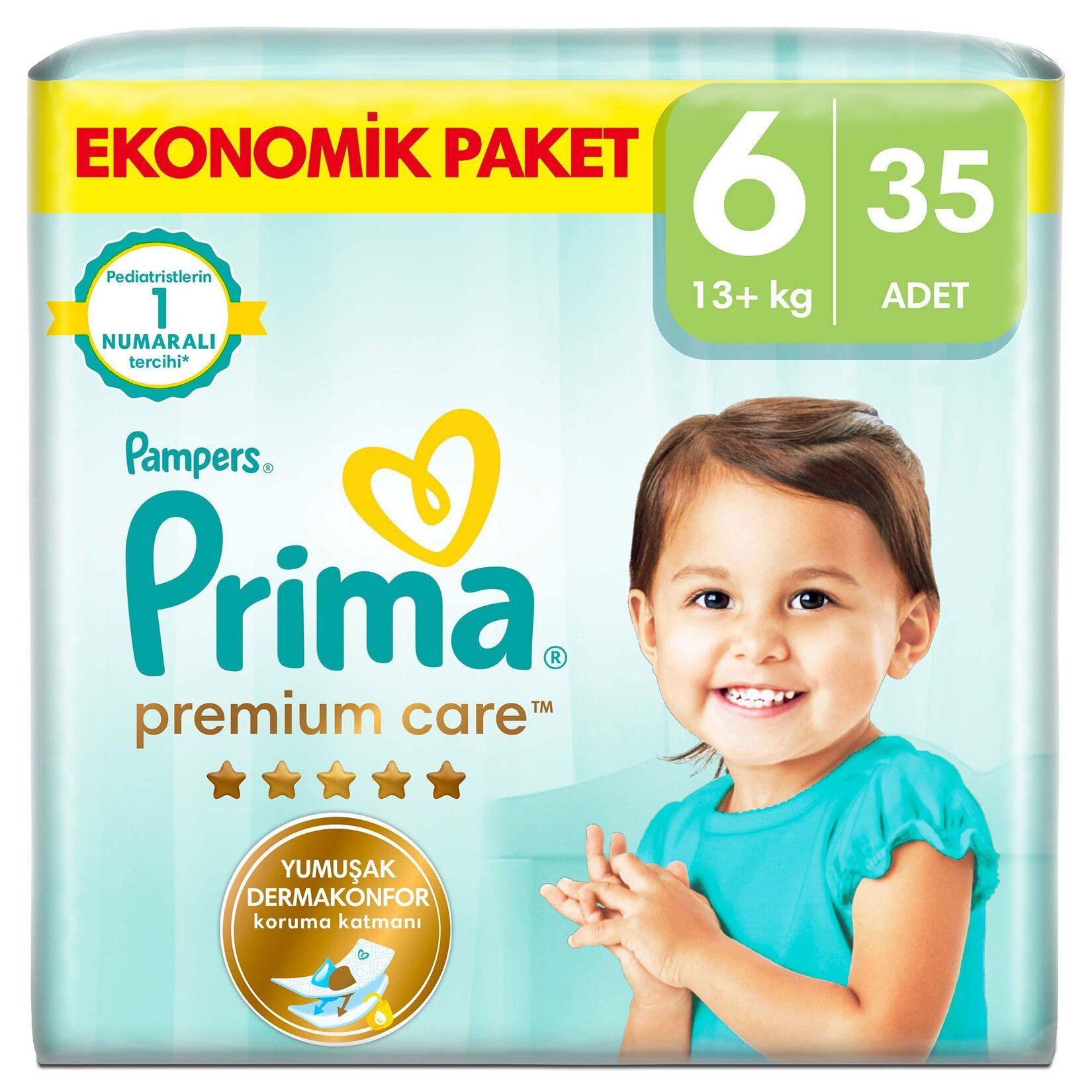 Prima Bebek Bezi Premium Care 6 Numara 35'li 13+ kg Ekonomik Paket