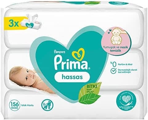 Prima Hassas Ciltler Bebek Islak Mendil 3x52 Adet