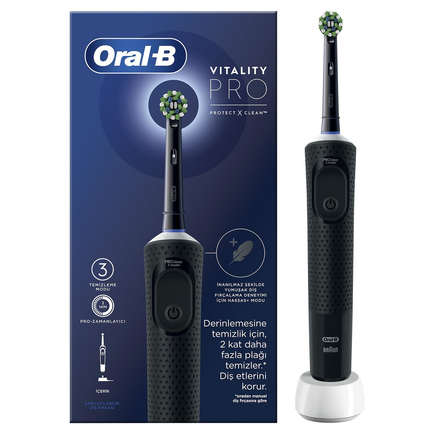 Oral-B D103 Vitality Pro Cross Action Şarjlı Diş Fırçası - Siyah