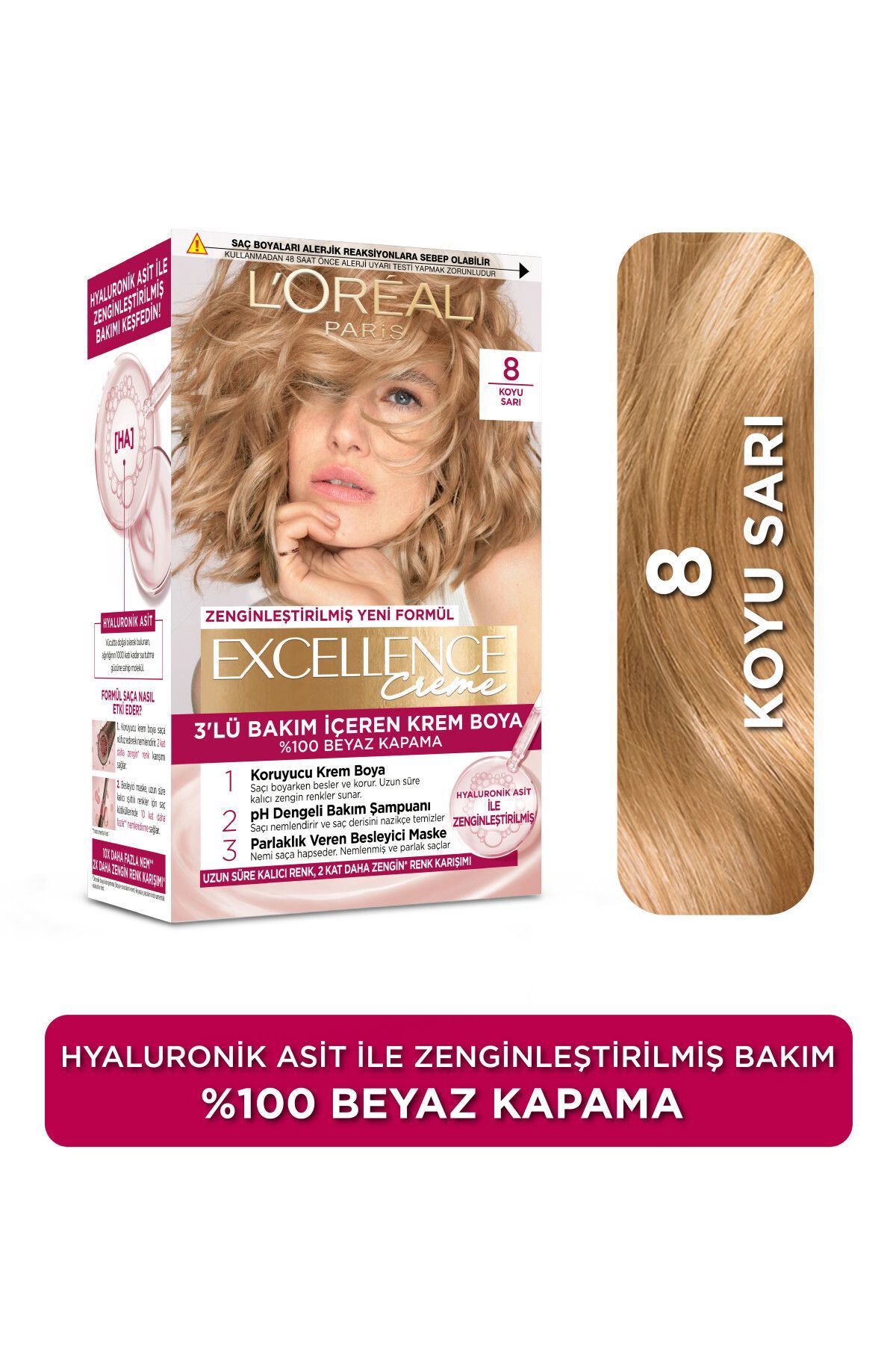 L'Oreal Paris Excellence Creme Saç Boyası 8 Koyu Sarı