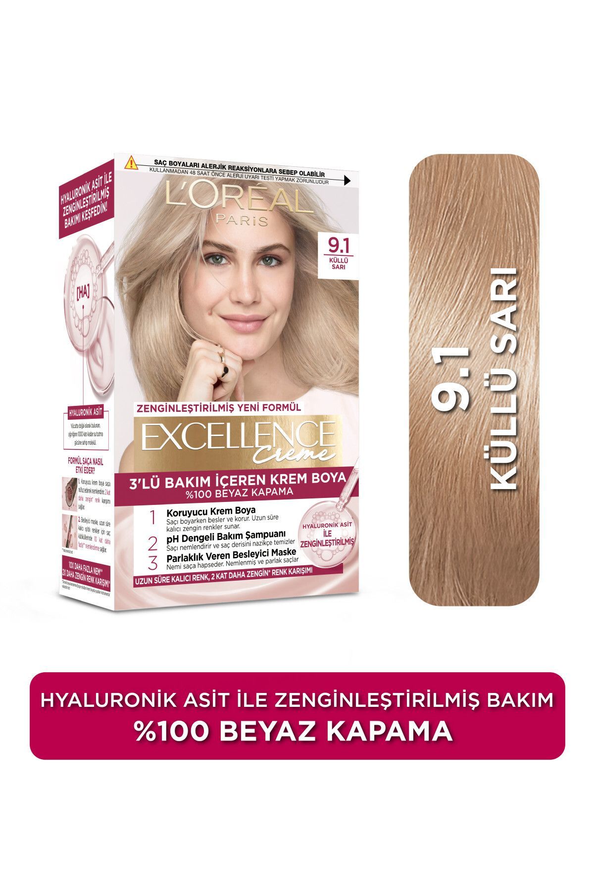 L'Oreal Paris Excellence Creme Saç Boyası 9.1 Sarı Küllü