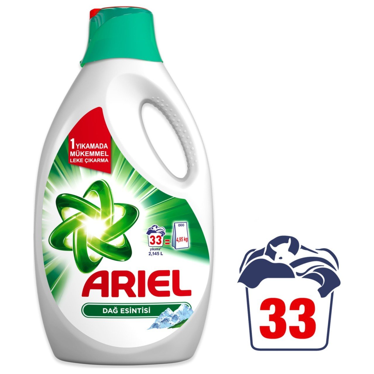 Ariel Sıvı Çamaşır Deterjanı Dağ Esintisi 33 Yıkama Beyazlar ve Renkliler İçin