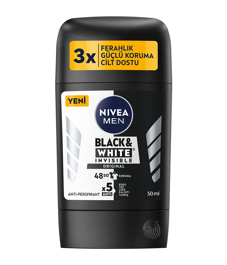 Nivea Men Erkek Stick Deodorant Black & White Invisible Original 48 Saat Anti-Perspirant Koruma 50 ml