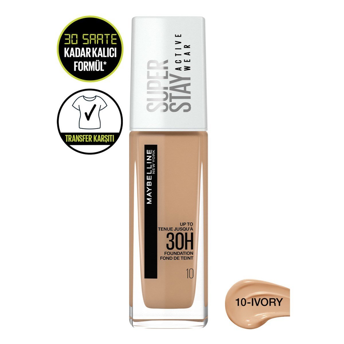 Maybelline New York Superstay Active Wear 30H Fondöten - 10 Ivory