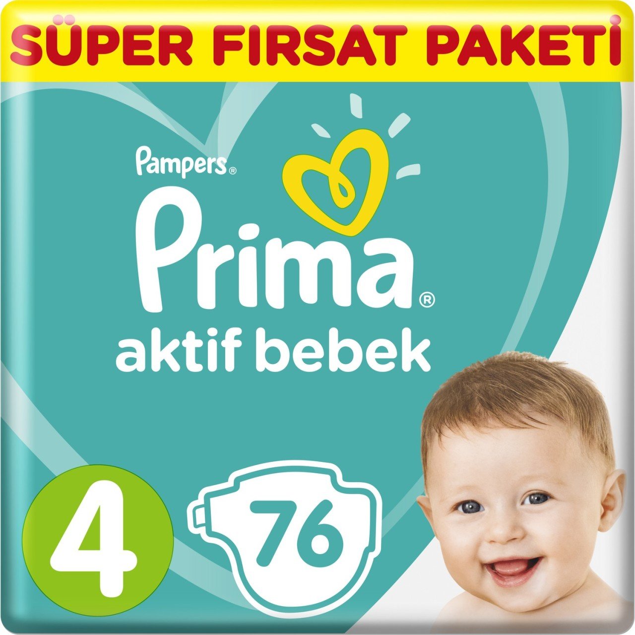 Prima Bebek Bezi Aktif Bebek 4 Beden Maxi Süper Fırsat Paketi 76 Adet