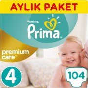 Prima Bebek Bezi Premium Care 4 Beden Maxi Aylık Paket 104 Adet