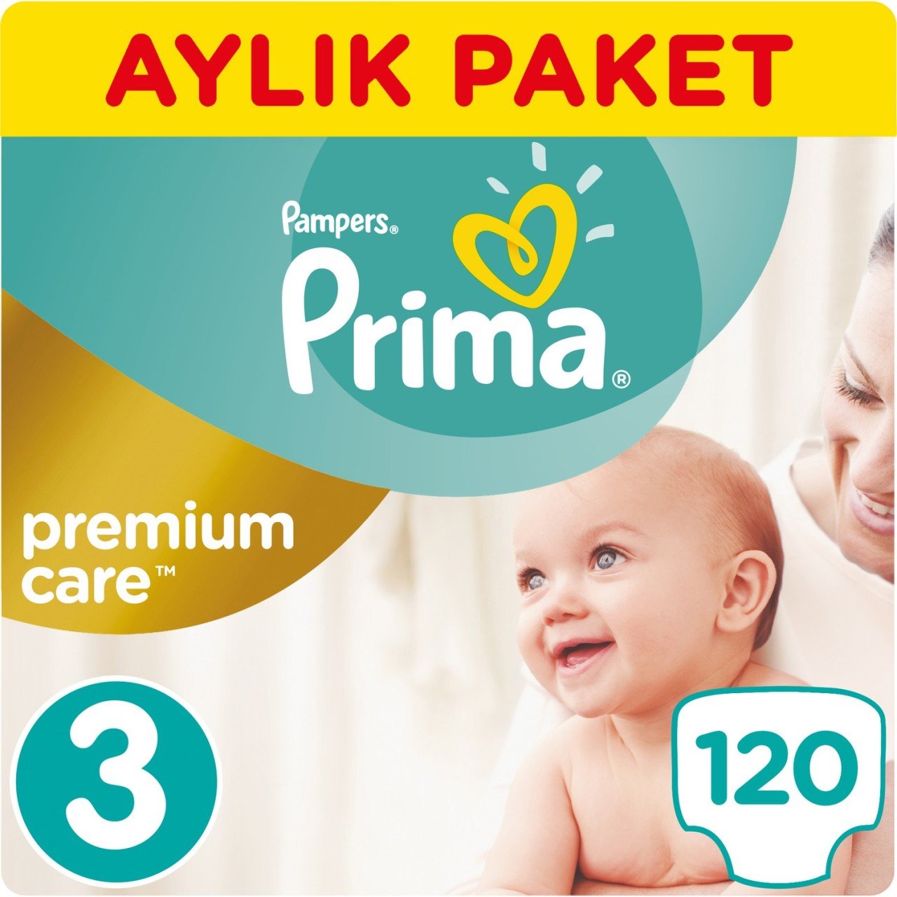 Prima Bebek Bezi Premium Care 3 Beden Midi Aylık Paket 120 Adet
