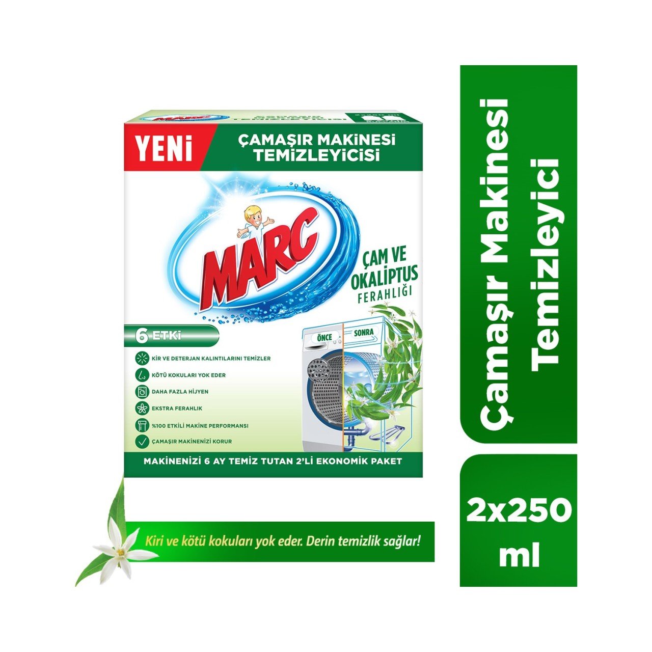 Marc Çamaşır Makinesi Temizleyicisi Çam ve Okaliptus Ferahlığı 2x250 ml