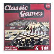 Satranç Tavla Dama 9 Taş 4in1 Oyun Seti Classic Games
