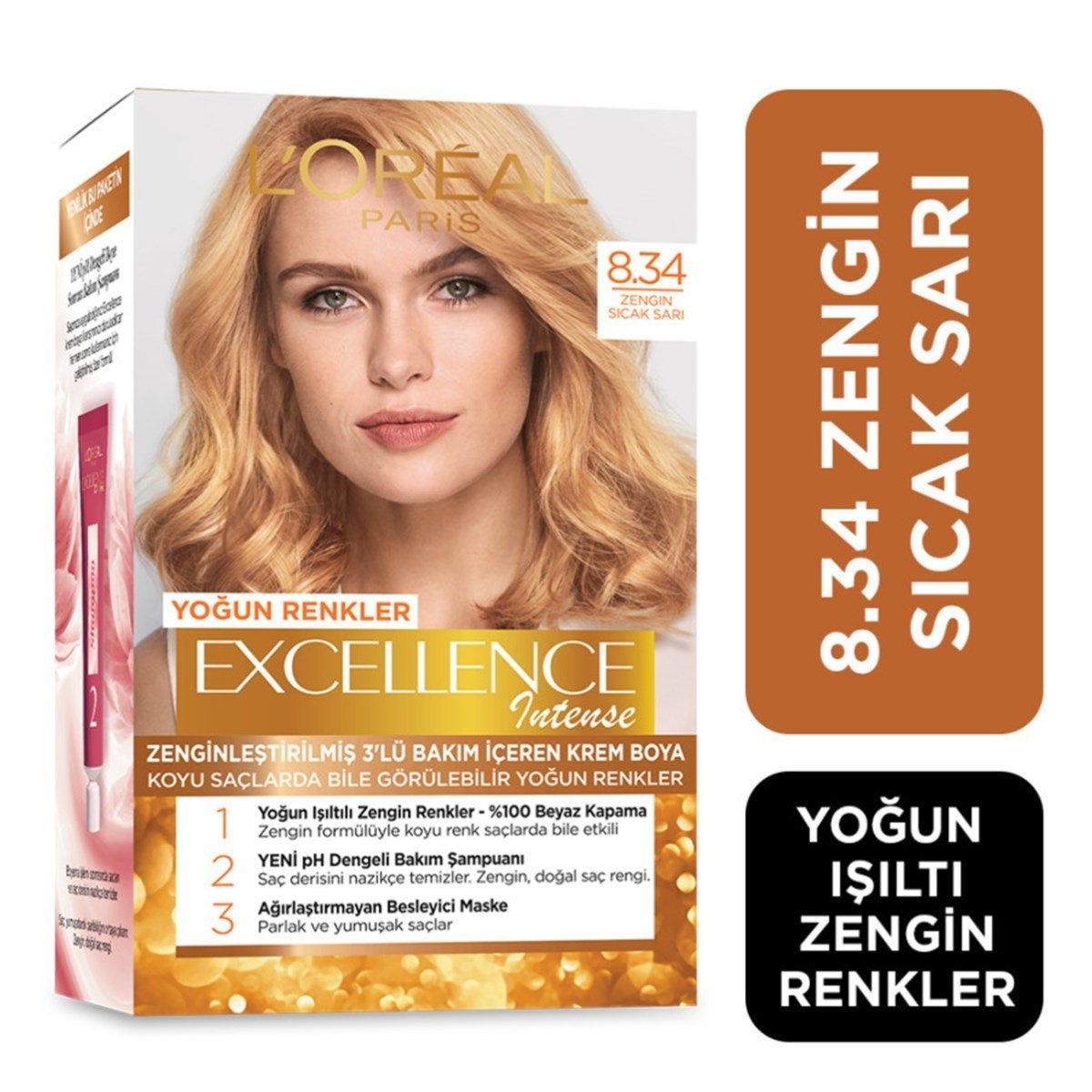 L'Oréal Paris Excellence Intense Saç Boyası 8.34 - Zengin Sıcak Sarı