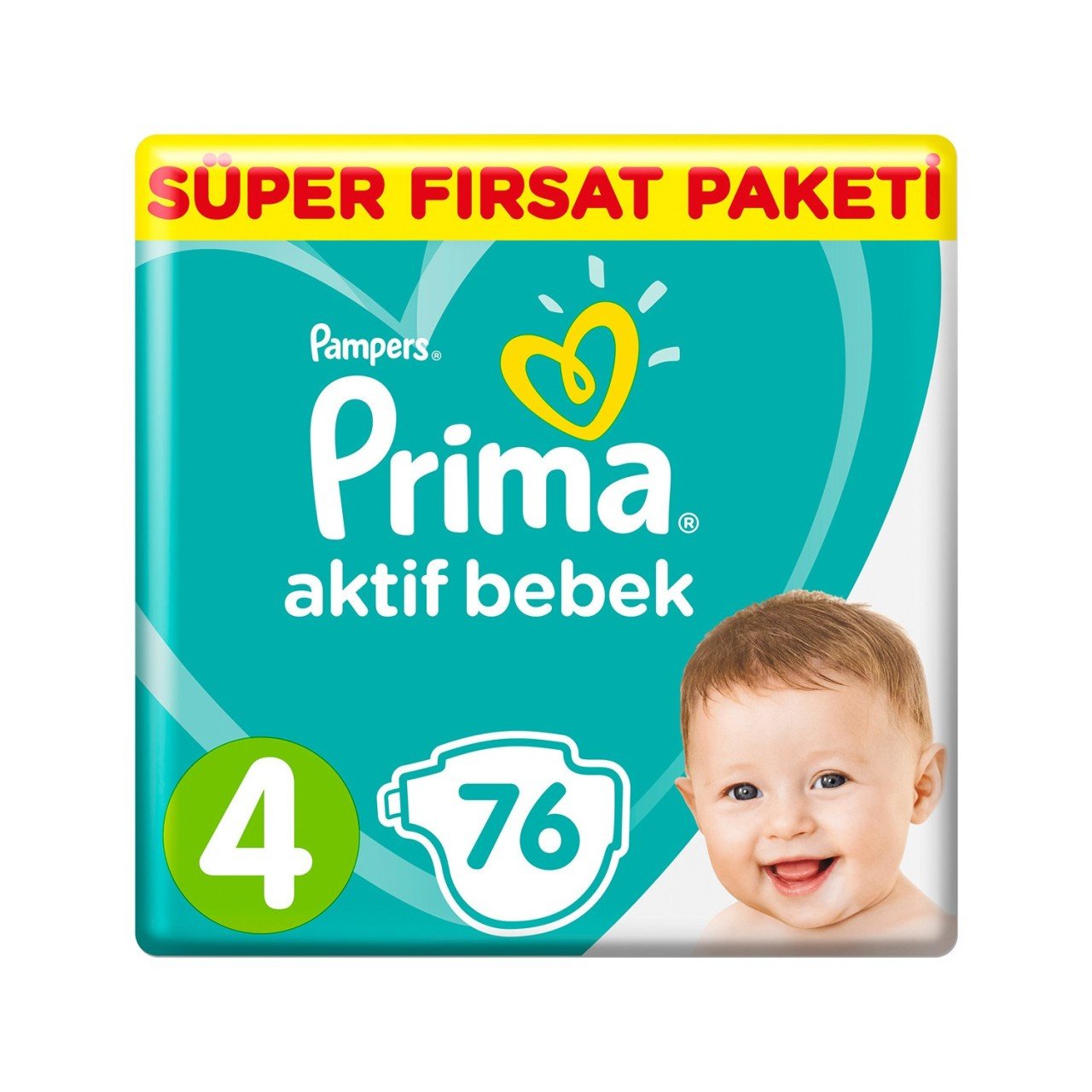 Prima Bebek Bezi Aktif Bebek 4 Beden Maxi Süper Fırsat Paketi 76 Adet