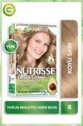 Garnier Nutrisse Yoğun Besleyici Kalıcı Krem Saç Boyası - 8.0 Koyu Sarı