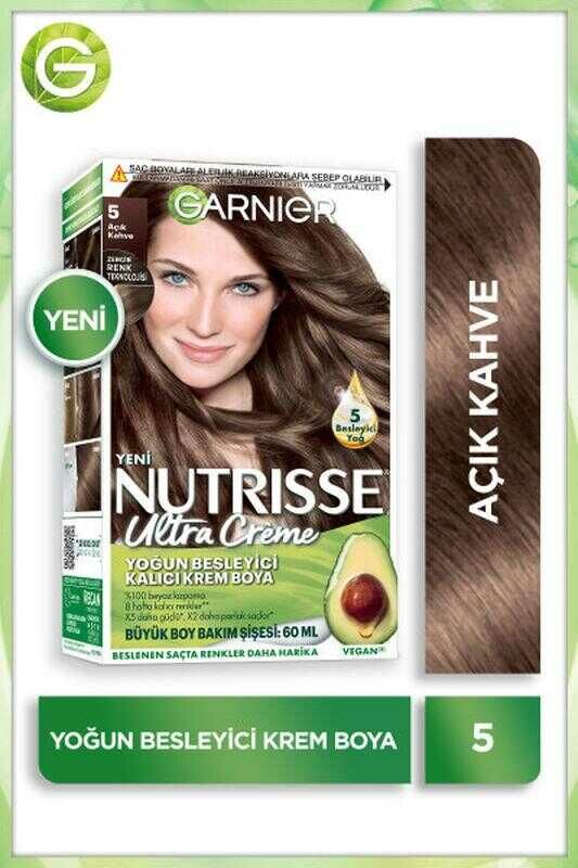 Garnier Nutrisse Yoğun Besleyici Kalıcı Krem Saç Boyası - 5.0 Açık Kahve