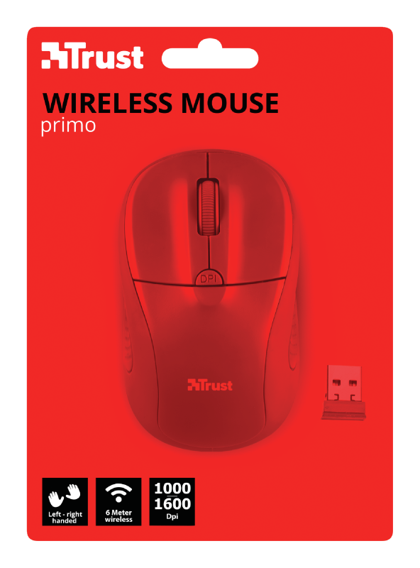 Trust 22138 Primo Kablosuz Mouse - Matte Red