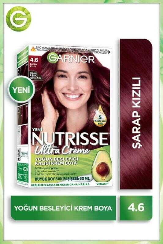 Garnier Nutrisse Yoğun Besleyici Kalıcı Krem Saç Boyası - 4.6 Şarap Kızılı