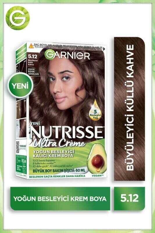 Garnier Nutrisse Yoğun Besleyici Kalıcı Krem Saç Boyası - 5.12 Büyüleyici Küllü Kahve