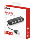 Trust 14591 Vecco 4 Port USB 2.0 Mini Hub - Siyah