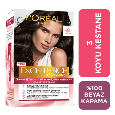 L'Oreal Paris Excellence Creme Saç Boyası 3 - Koyu Kestane