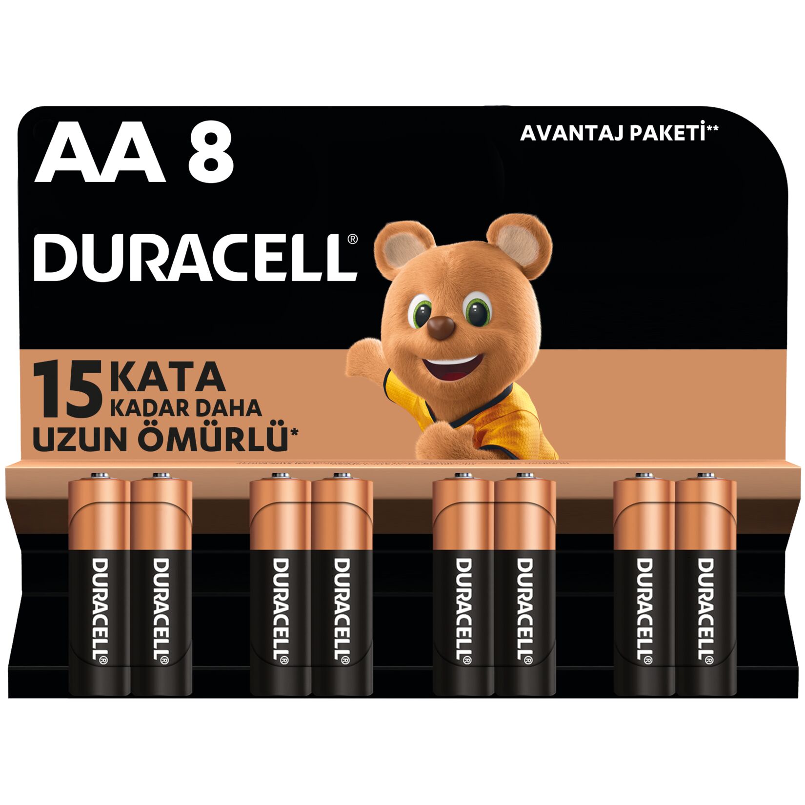 Duracell Alkalin AA Kalem Pil, 1,5 V LR6/MN1500, 8'li Paket