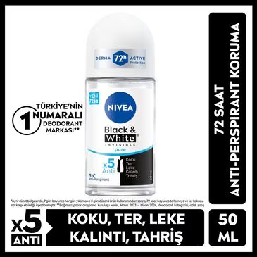 Nivea Kadın Roll-On Deodorant Black & White Invisible Pure 50 ml