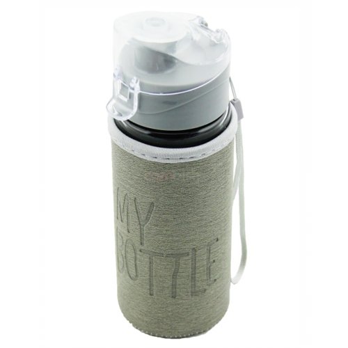My Bottle Deri Kılıflı Cam Matara 330 ml - Gri