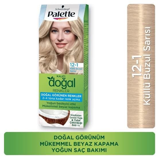 Palette Kalıcı Doğal Renkler Saç Boyası 12-1 Küllü Buzul Sarısı