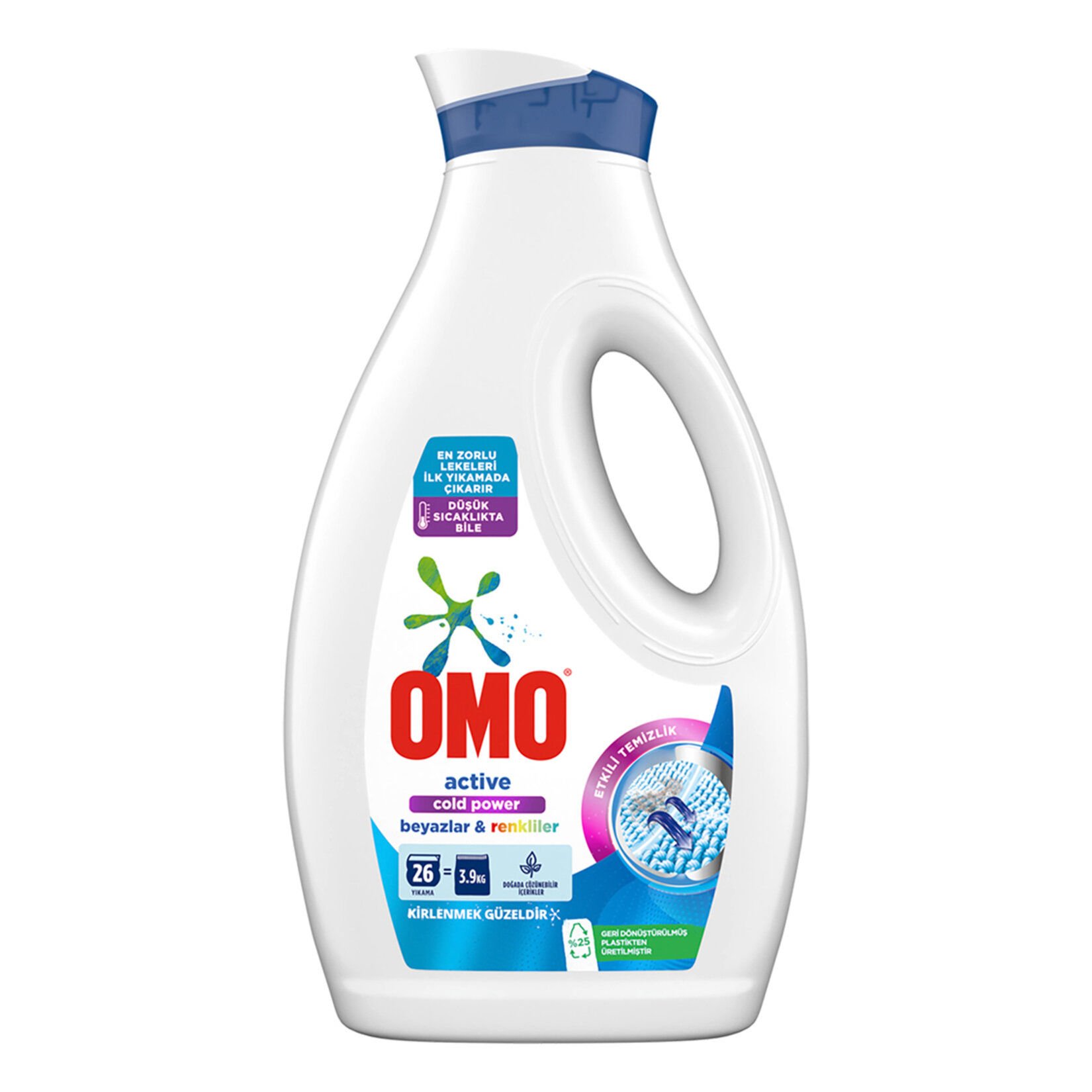 Omo Sıvı Active Cold Power Beyazlar ve Renkliler İçin Çamaşır Deterjanı 1690 ml