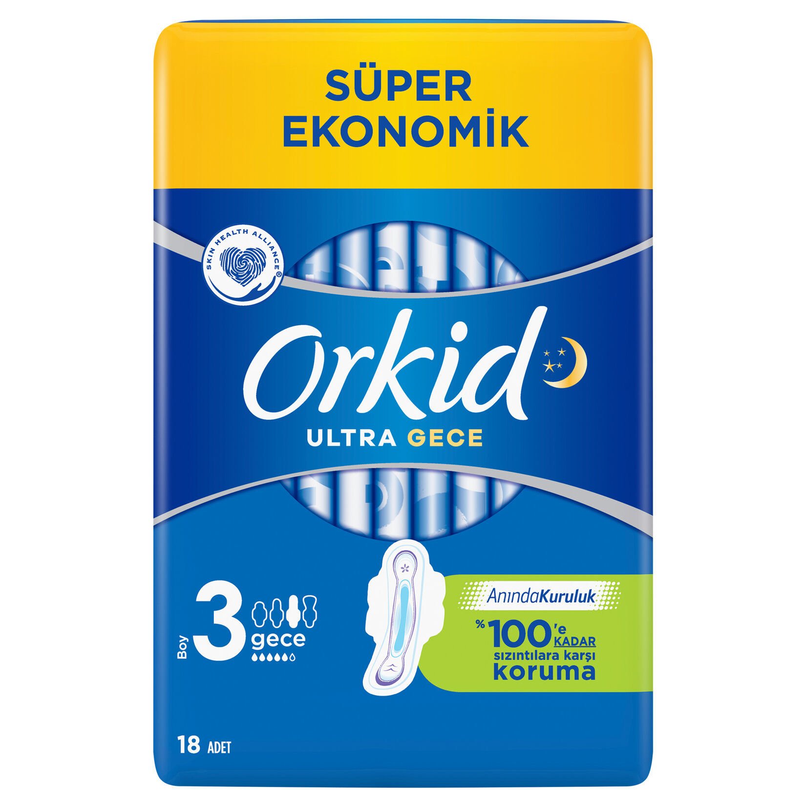 Orkid Ultra Extra Süper Ekonomik Hijyenik Ped Gece 18 Adet