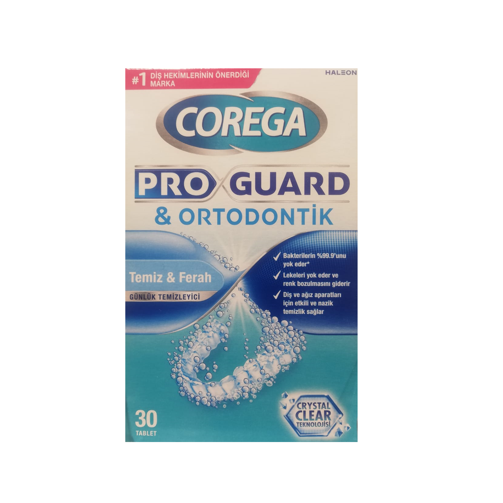 Corega Proguard & Ortodontik Diş Apartı Temizleyici Tablet 30 Adet