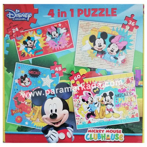 Mickey - Minnie 4 in 1 Puzzle Seti ( 24-36-48-60 ) Parça