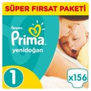 Prima Aktif Bebek 1 Beden Yenidoğan Süper Fırsat Paketi 156 Adet