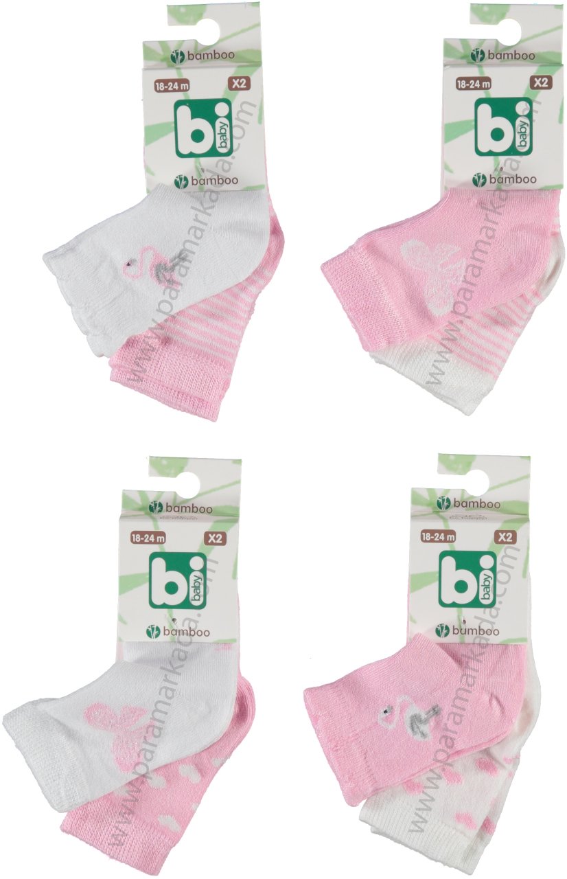 Bibaby Bambu Kız 2'li Bebe Çorap (18-24 Ay)