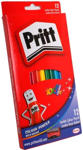 Pritt Kuru Boya Jumbo Üçgen Tam Boy 12 Renk