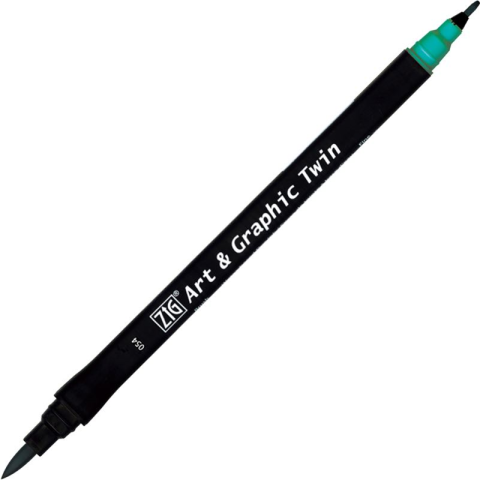 Zig Art & Graphic Twin Brush Pen Çift Uçlu Çizim Kalemi Turquoise Green TUT-80 054