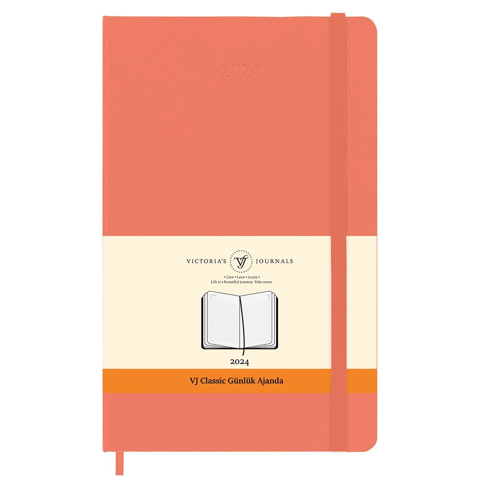 Victoria\'s Journals Classic 2024 Sert Kapak Günlük Ajanda 9x14 Pembe 123-9189